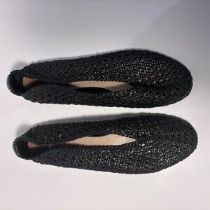 COS Women’s Woven Leather Ballet Flats Black Size 39 / US 8 Round Toe